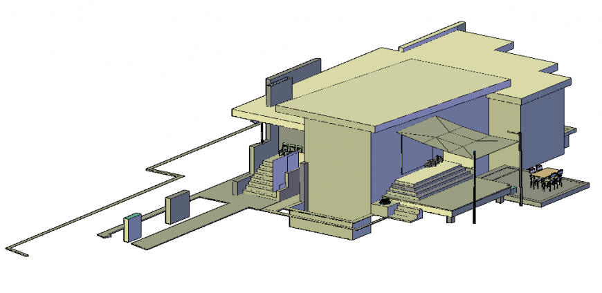 3d  drawing of house with detail in dwg file.