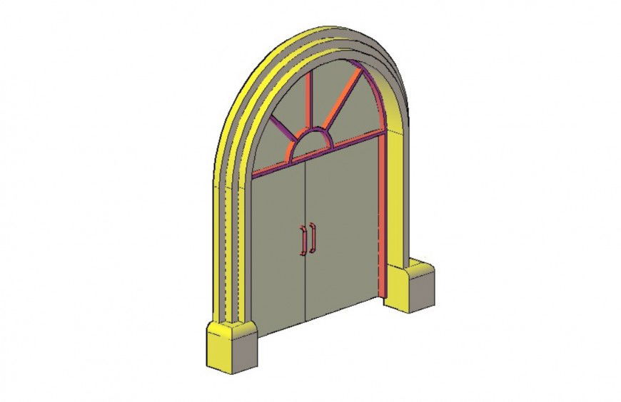 3d arch shape door design drawings autocad software file