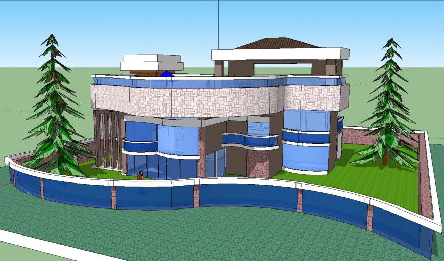 3d architecture modern house project skp file