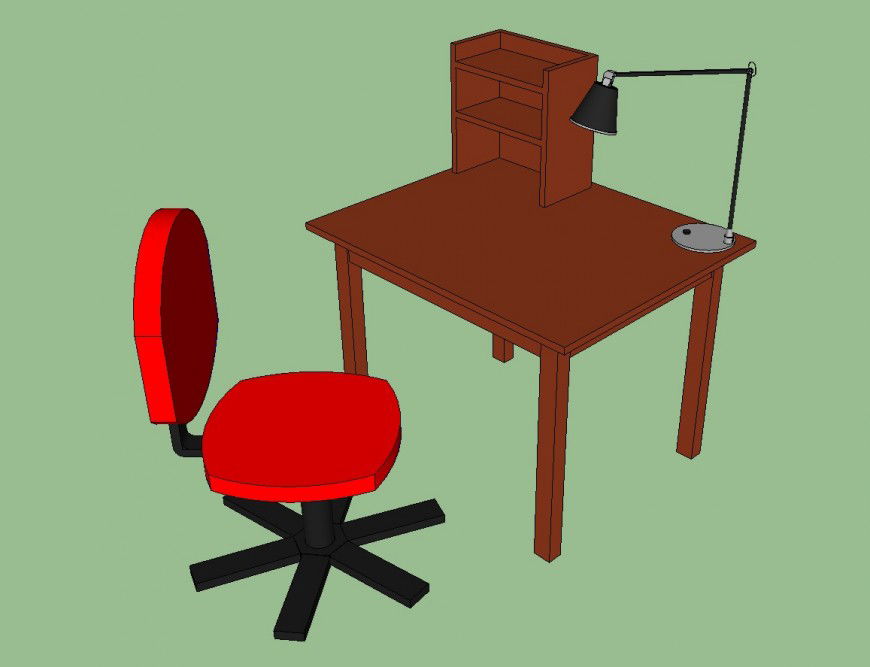 3d bank office desk with revolving chair cad drawing details skp file