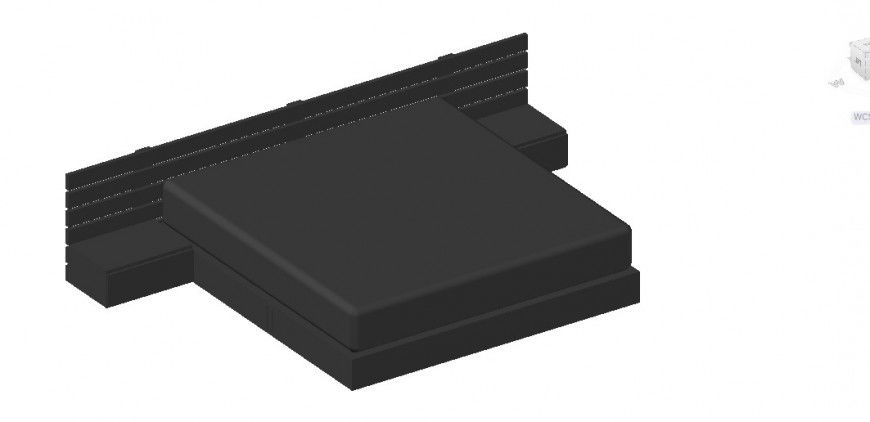 3D Bed Leather Foam Detail DWG File with Top and Front Views