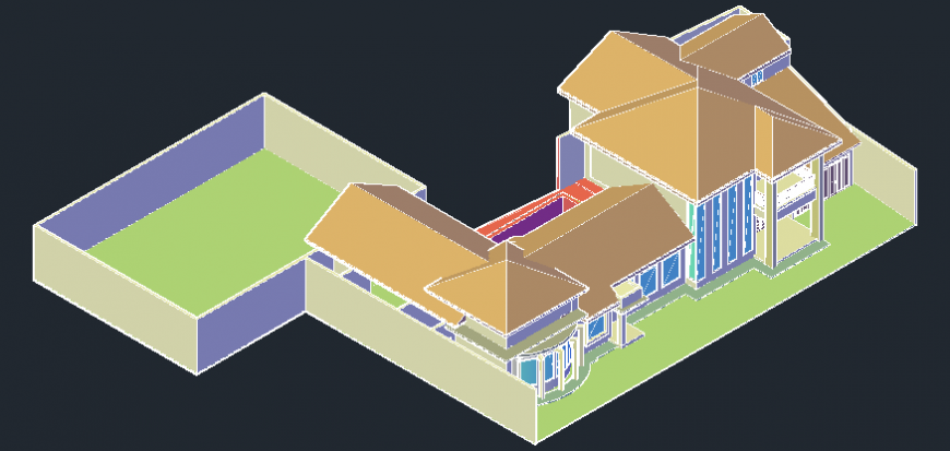 3d bungalows in auto cad file