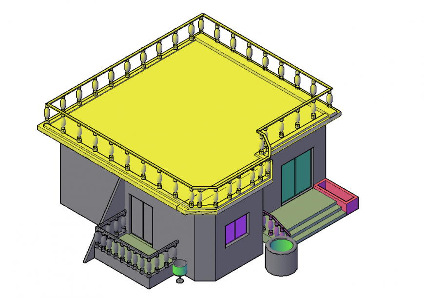 3D Bungalows project Design in autocad drawing