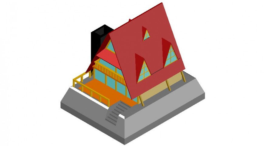 3d Bungalows with beach in auto cad file