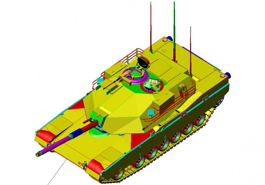 3d CAD design of military tank autocad software file