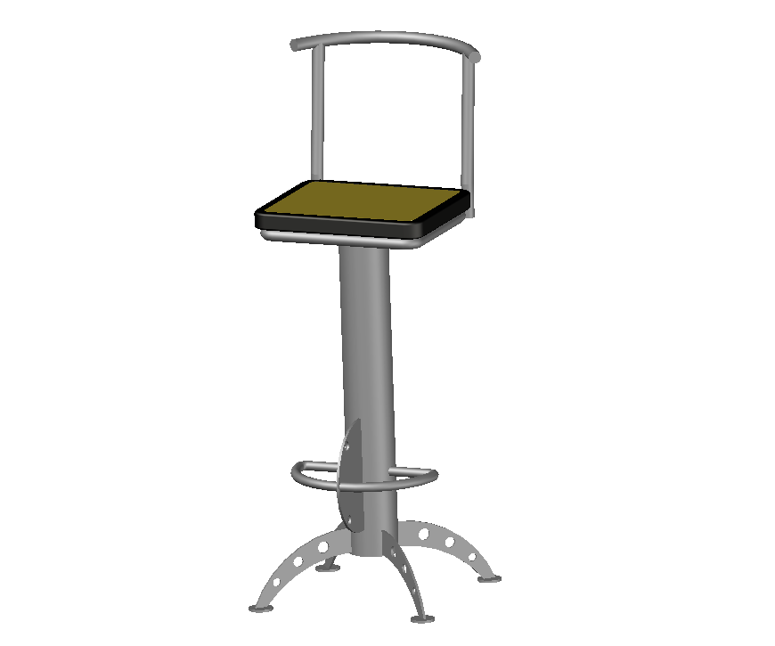 3d cad drawing of bar chair auto cad software