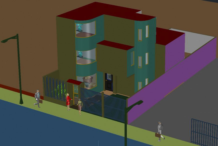 3d cad drawing of floor elevation with box compact
