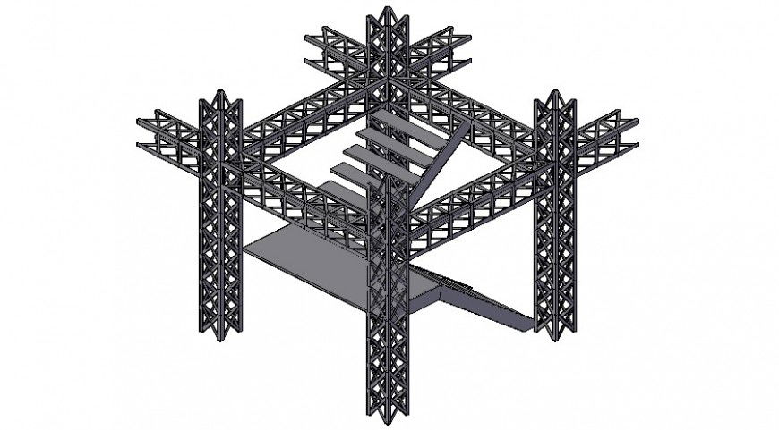 3d cad drawing of long wired bridge network auto cad software