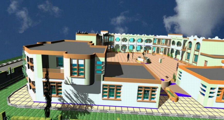 3d cad drawing of school side elevation auto cad software