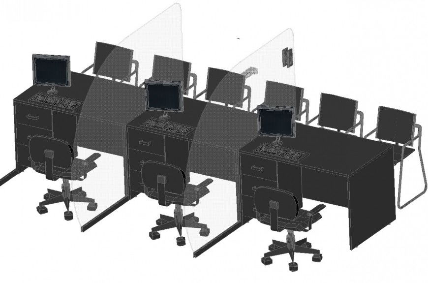 3d cad drawing of work station area auto cad software