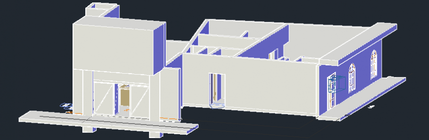 3d CAD drawings of housing bungalow autocad software file