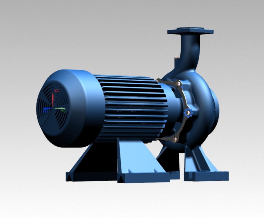 3d close coupled centrifugal water pumps design cad block details dwg file
