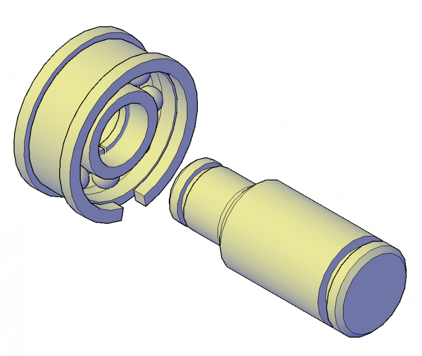 3d design of ball bearing and shaft matching position dwg file