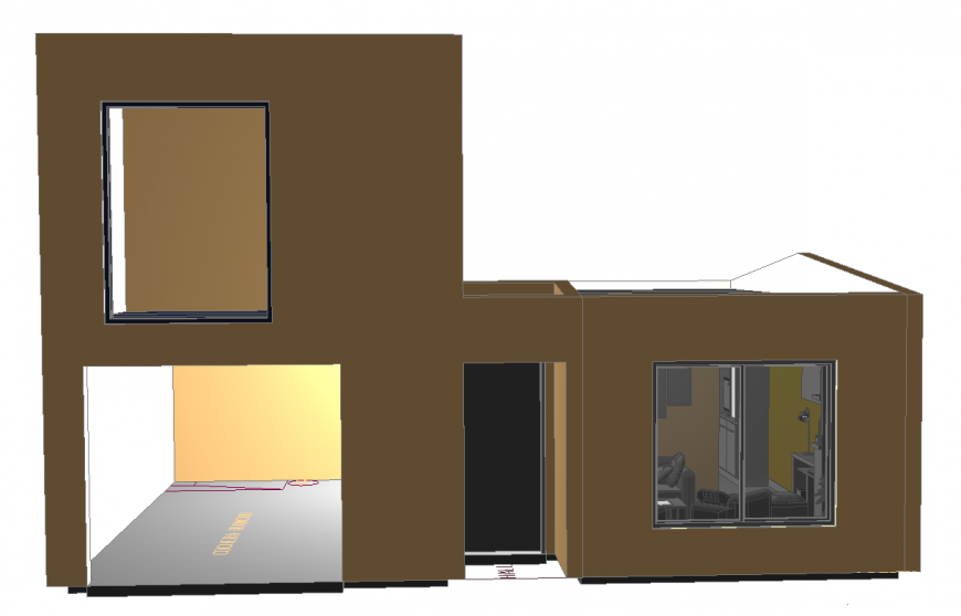 3d design of house area with inner area of house dwg file