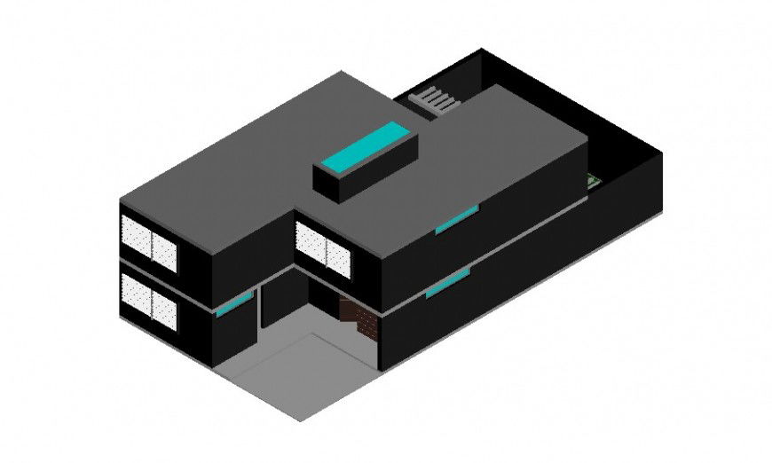 3D design of house building with architectural work dwg file