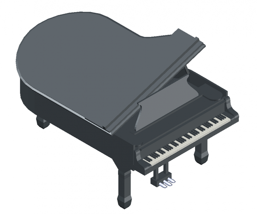 3D design of musical instrument of piano house hold block dwg file