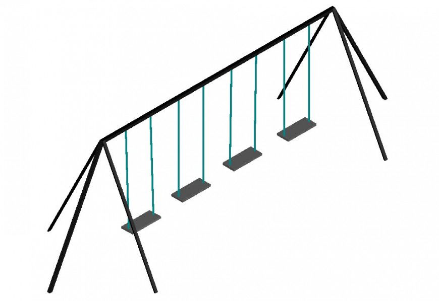 3d design of swing CAD garden automation blocks dwg file