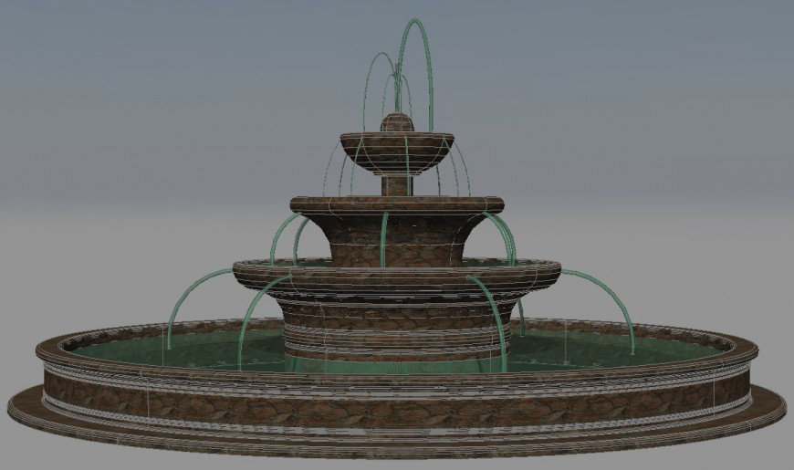 3d detail drawing of fountain in dwg file.