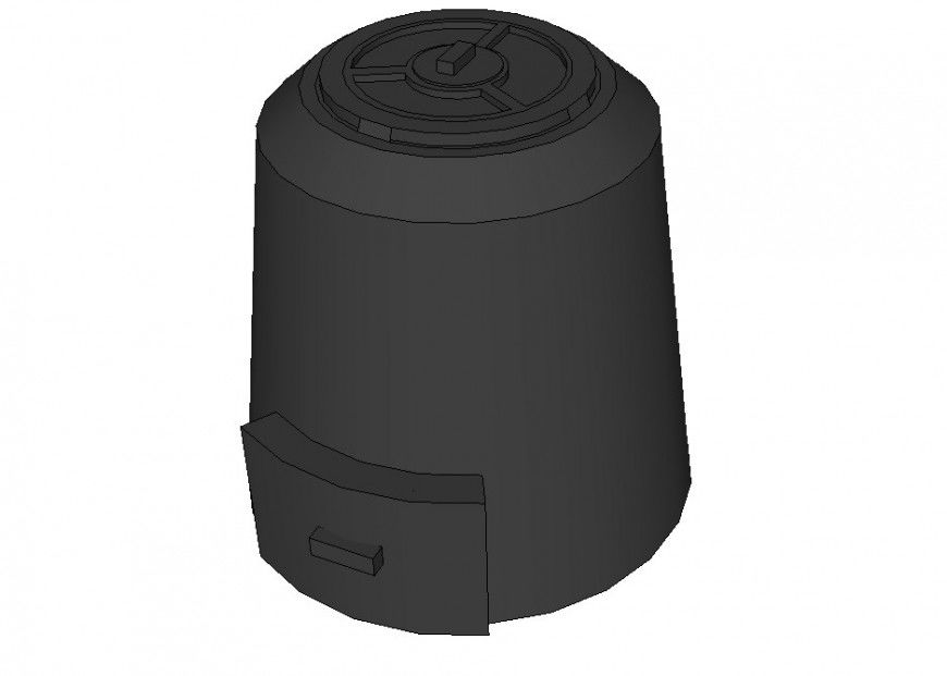 3D detail of a dust bin front view dwg file