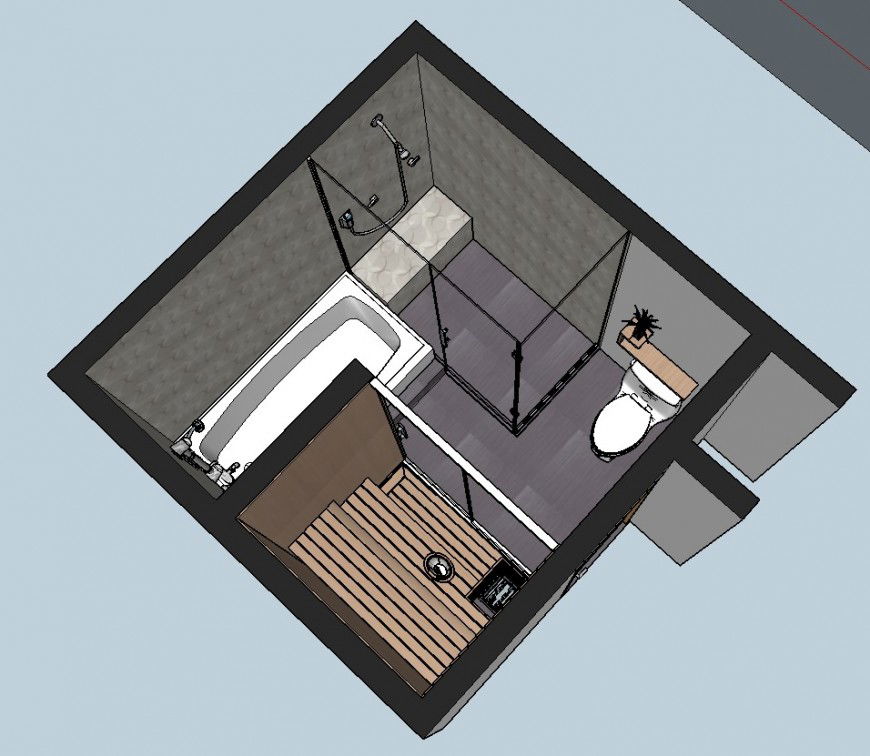 3d drawing of bathroom in skp file.