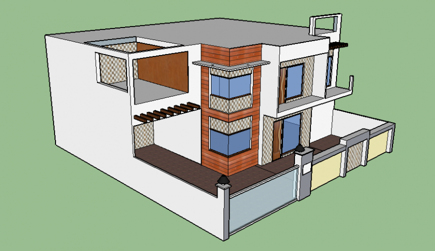 3d drawing of bungalow in skp file.