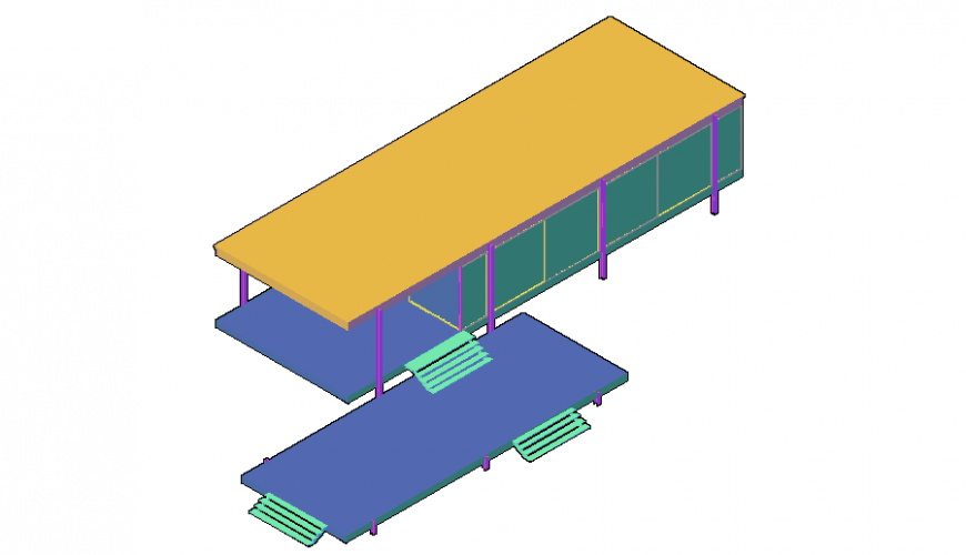 3d drawing of deck house in dwg file.