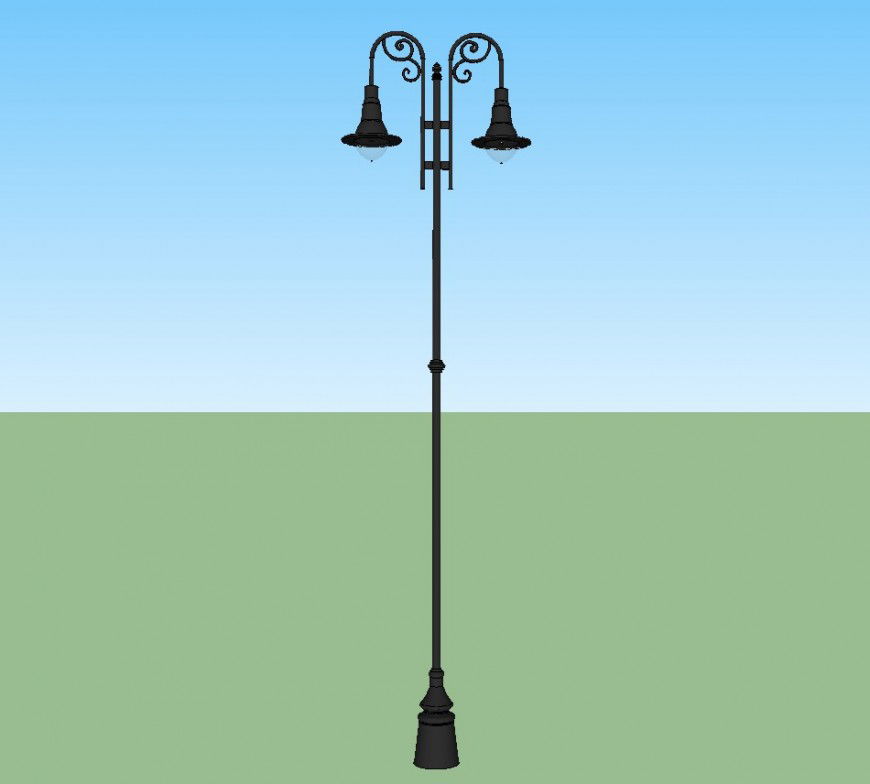 3d drawing of decorative light pole in skp file.