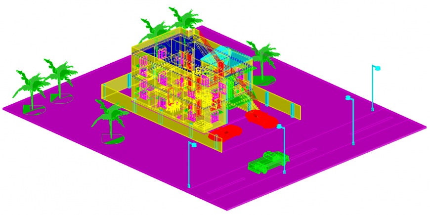3d drawing of detail house in dwg file.