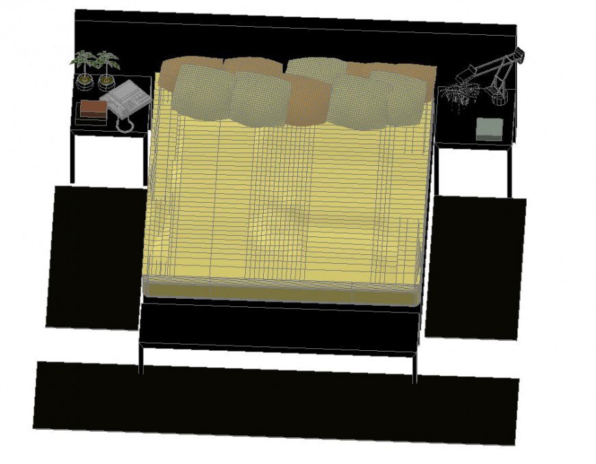 3d drawing of double bed In dwg file.