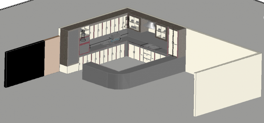 3d drawing of kitchen in dwg file