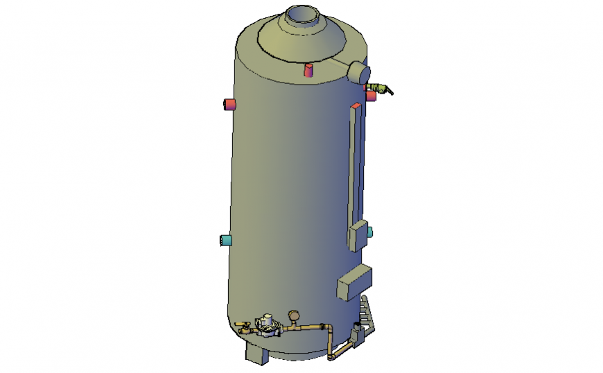 3d drawing of water heater drawing in dwg file.