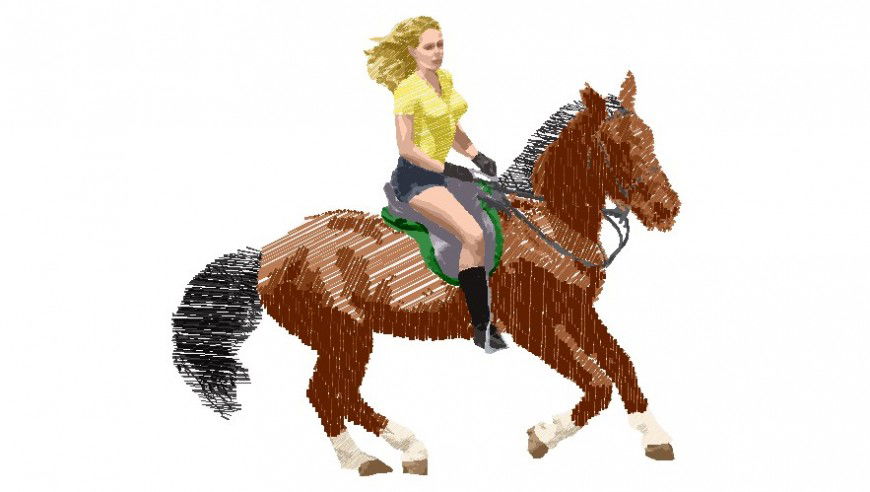 3d drawings details of horse ridder women autocad file