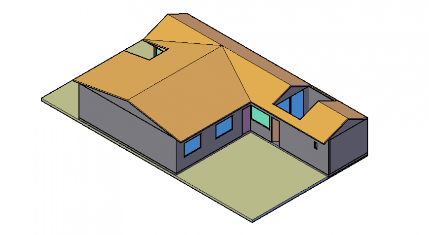 3d drawings details of single story house autocad file