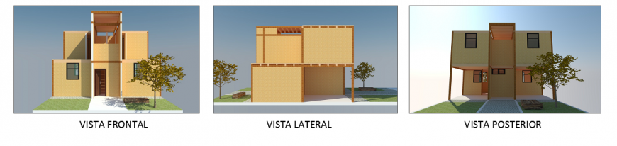 3D Elevation design of social housing progressive flexible and modular design drawing