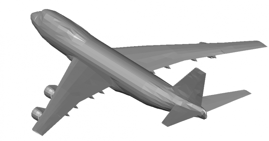 3D elevation model of aeroplane dwg file