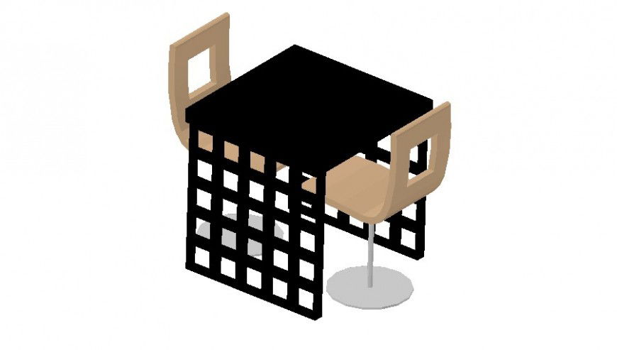 3D elevation of a dining chair and table dwg file