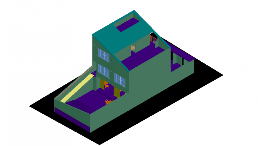 3D elevation of a house dwg file