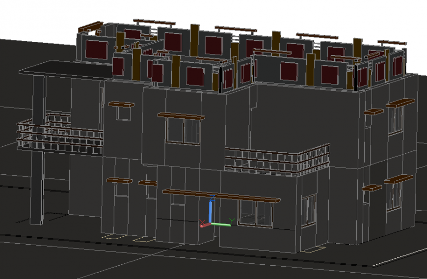 3D house plan with detail dwg file.
