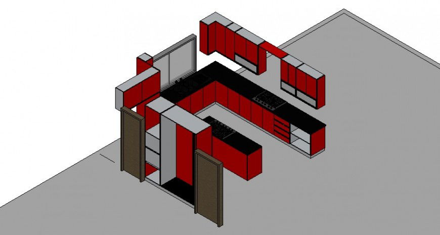 3d kitchen appliances layout file in autocad format