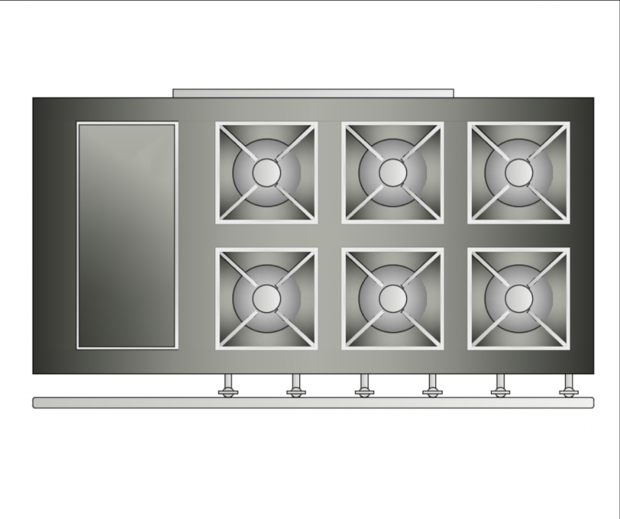 3d kitchen stove top view cad drawing design dwg file