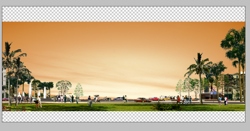 3d model detail elevation of park Photo-shop file