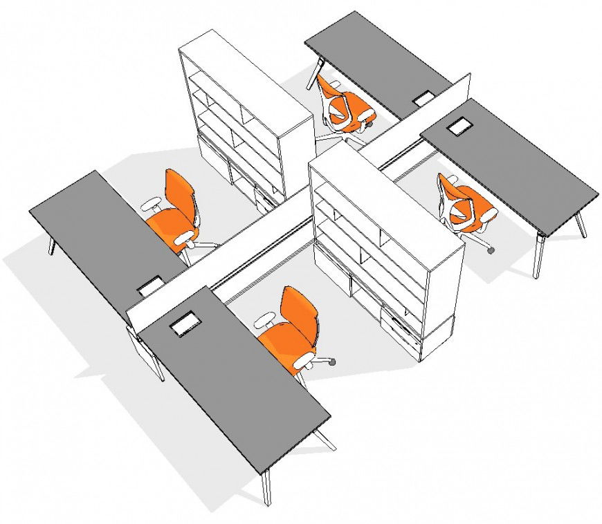 3d model detail of office furniture block layout sketch-up file