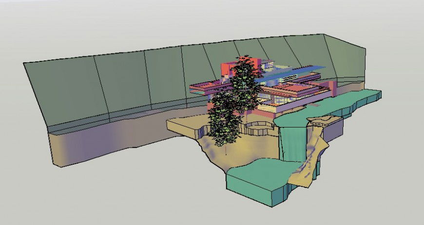 3d model drawings details of water side housing bungalow dwg file