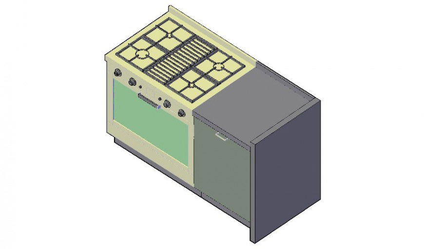 3d model drawings of gas-stove kitchen automation units dwg file
