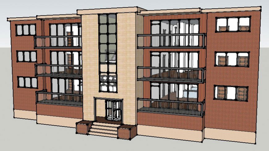 3d model drawings of three story building units sketch-up file