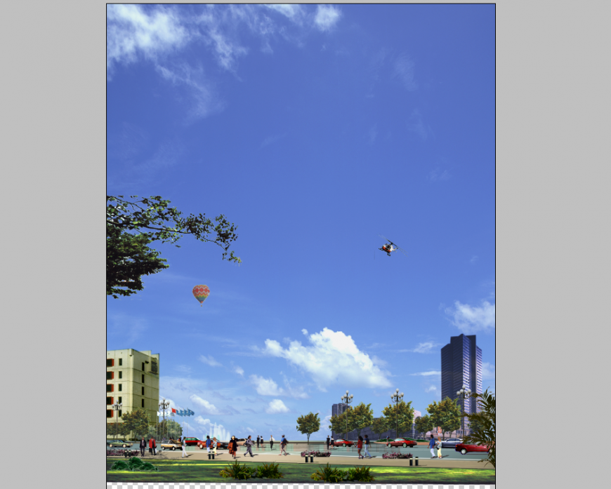 3d model elevation of city area detail PSD file