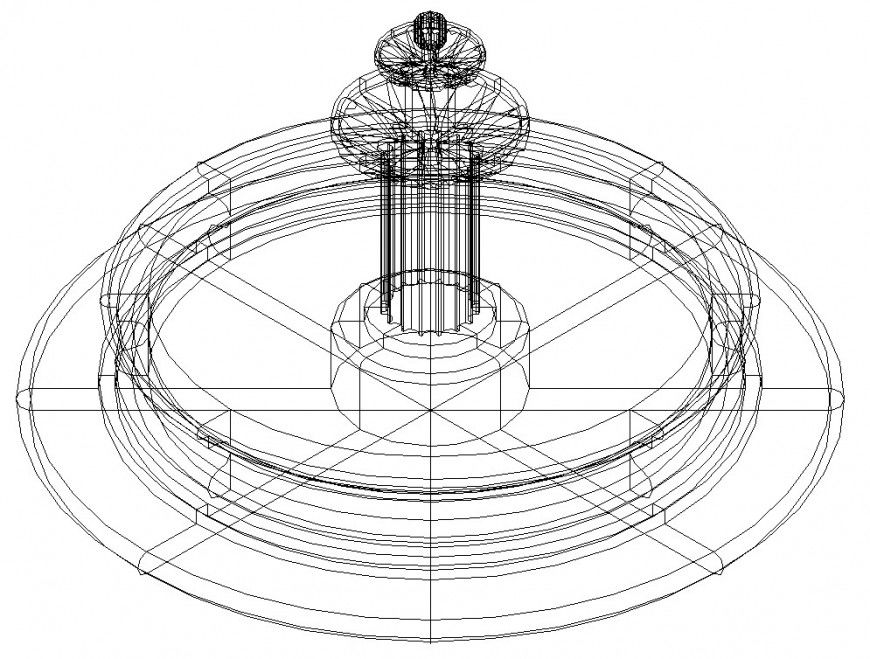 3d model fountain in dwg AutoCAD file .