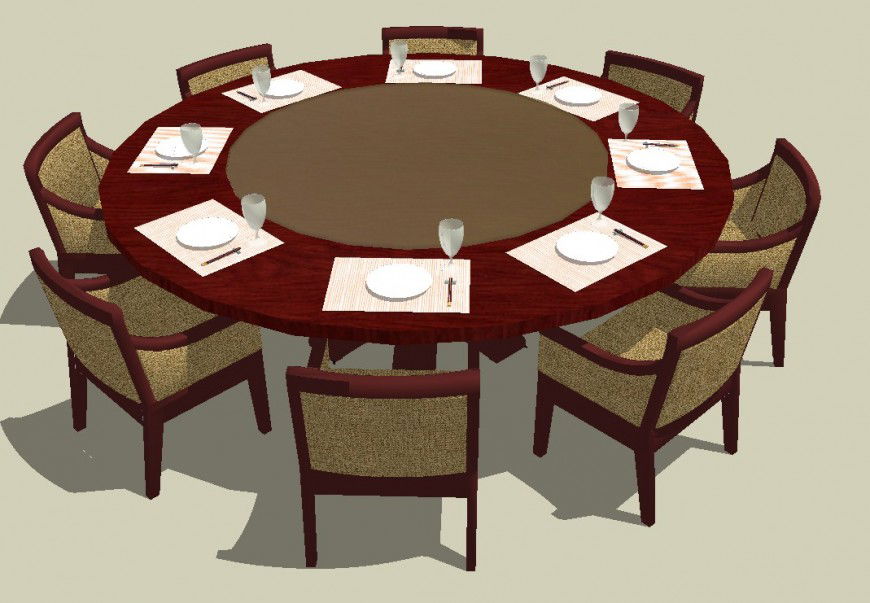 3d model furniture block of dining table layout SketchUp file