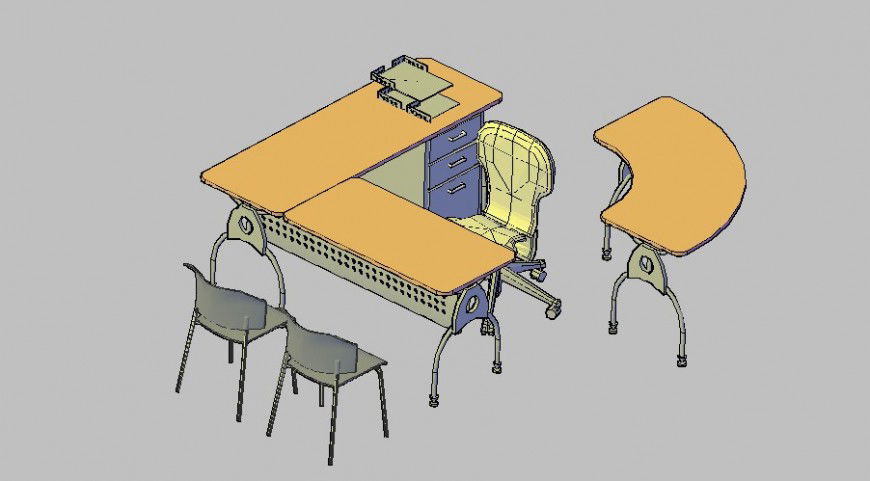 3d model furniture table and chair autocad drawing file