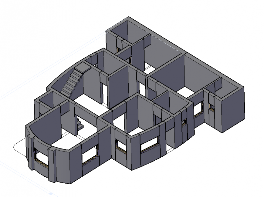 3d model layout structure of housing building autocad file